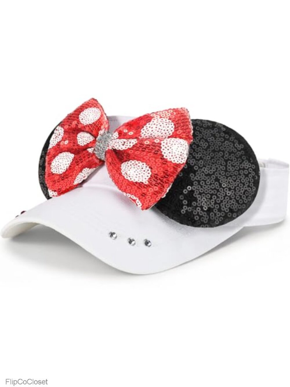 Sequin Mouse Ears Visor Hat for Women Adjustable Sun Visor with Bow
